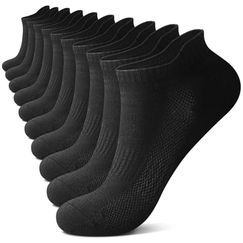 FALARY Sneaker Socken Damen Herren Kurze Socken Baumwolle Atmungsaktive Sportsocken Laufsocken Outdoor Running Socken Schwarz 39-42 10 Paar von FALARY