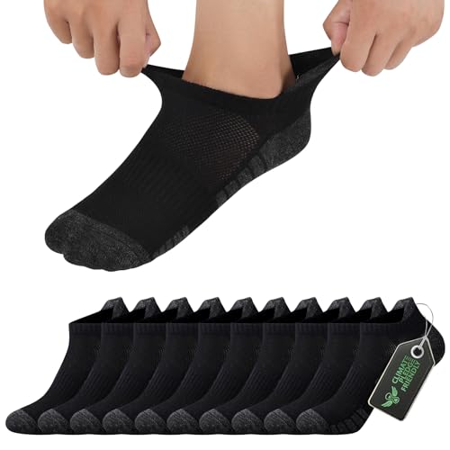 FALARY Sneaker Socken Herren 43-46 Sportsocken Kurze Laufsocken Damen Baumwolle Atmungsaktive Halbsocken Schwarz 10 Paar von FALARY