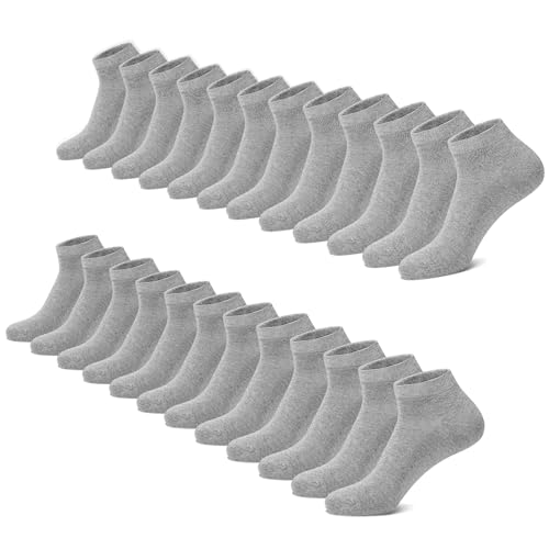 FALARY Sneaker Socken Herren Damen 12 Paar Kurze Halbsocken Baumwolle-Grau-47-50 von FALARY