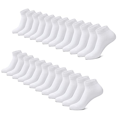 FALARY Sneaker Socken Herren Damen 12 Paar Kurze Halbsocken Baumwolle-Weiß-39-42 von FALARY