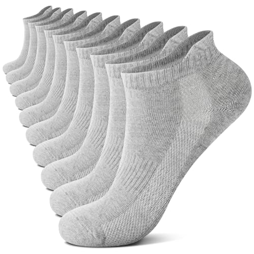 FALARY Sneaker Socken Herren Damen Kurze Socken Grau Baumwolle Atmungsaktive Sportsocken Laufsocken Outdoor Running Socken 39-42,10 Paar von FALARY