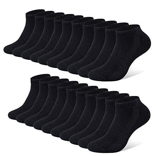 FALARY Sneaker Socken Herren 39-42 Sneaker Socken Herren Damen Sportsocken 10Paar Atmungsaktives Laufsocken Baumwollsocken Kurze Halbsocken 39-42 Schwarz von FALARY