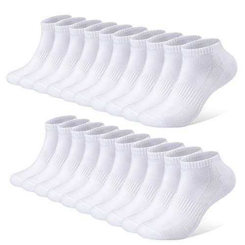 FALARY Sneaker Socken Damen 35-38 Sneaker Socken Damen Herren Sportsocken 10Paar Atmungsaktives Laufsocken Baumwollsocken Kurze Halbsocken 35-38 Weiß von FALARY