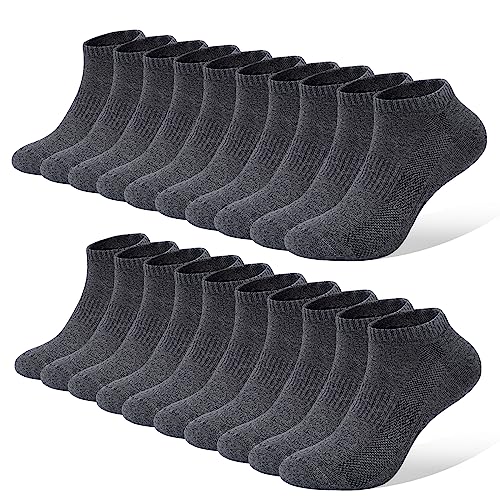 FALARY Sneaker Socken Herren Damen Sportsocken 10Paar Atmungsaktives Laufsocken Baumwollsocken Kurze Halbsocken 47-50 Dunkelgrau von FALARY