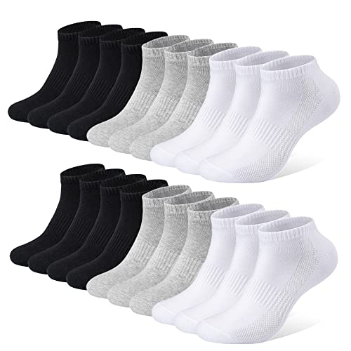 FALARY Socken Damen 35-38 Sneaker Socken Damen 35-38 Sneaker Socekn Herren Sportsocken Atmungsaktives Laufsocken Baumwollsocken Kurze Halbsocken Schwarz Weiß Grau von FALARY