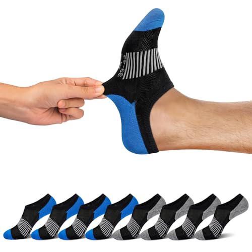 FALARY Socken Herren 43-46 Sneaker Socken Herren 43-46 8 Paar Herrensocken Sportsocken Laufsocken Socken Damen Schwarz Blau von FALARY