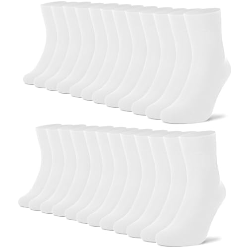 FALARY Socken Herren 47-50 Weiß Weisse Socks Damen Baumwolle Sportsocken Herrensocken 12 Paar Sport Socks Atmungsaktive Business Socken von FALARY