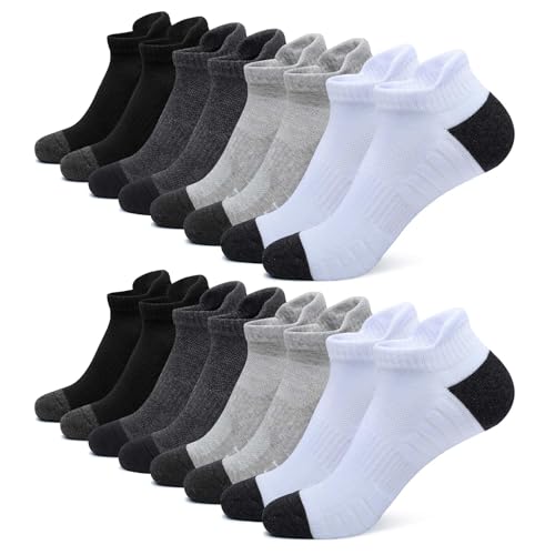 FALARY Sportsocken Damen 35-38 Schwarz Kurz Socken Damen 35-38 Laufsocken Halbsocken Kurzsocken Sport Running Socken Frotteesohle Atmungsaktiv,Mix*8 von FALARY