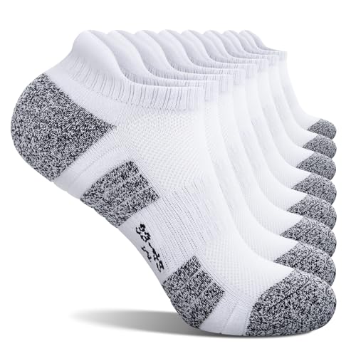 FALARY Sportsocken Herren Sneakersocken Damen 47-50 Weiß Herrensocken Baumwollsocken Laufsocken 8 Paar von FALARY