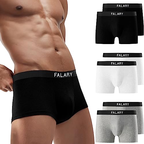 FALARY Unterhosen Männer Boxershorts Herren Baumwolle Retroshorts UnterwäSche Shorts Boxer Ohne Kratzenden Zettel Sportunterhosen für Herren 6er Pack（Schwarz/Weiß/Grau,3XL） von FALARY