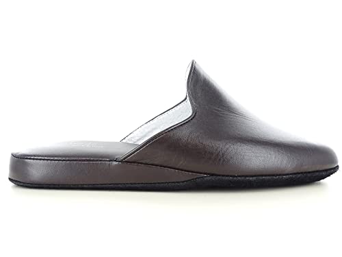 FALCADE 7118 Herren-Hausschuhe aus echtem Leder in den Farben Schwarz und Braun, hergestellt in Italien, T Moro, 48 EU von FALCADE