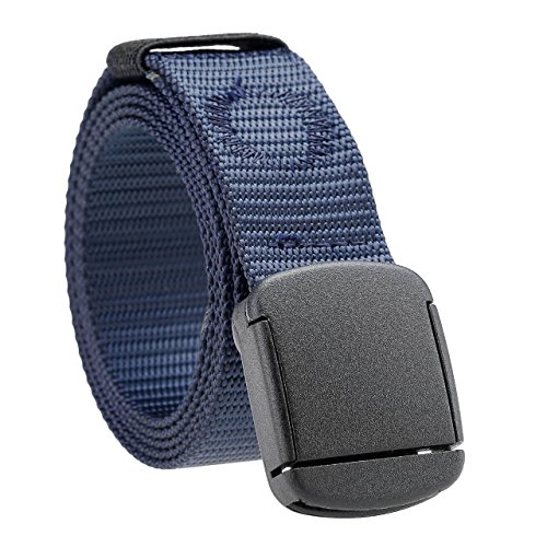 FALETO Herren Damen Anti-Allergie Nylon Gürtel Stoffgürtel mit Kunststoff Schnalle Militär Gürtel Jeansgürtel Belts 118cm + Original Geschenkbox (Blau) von FALETO