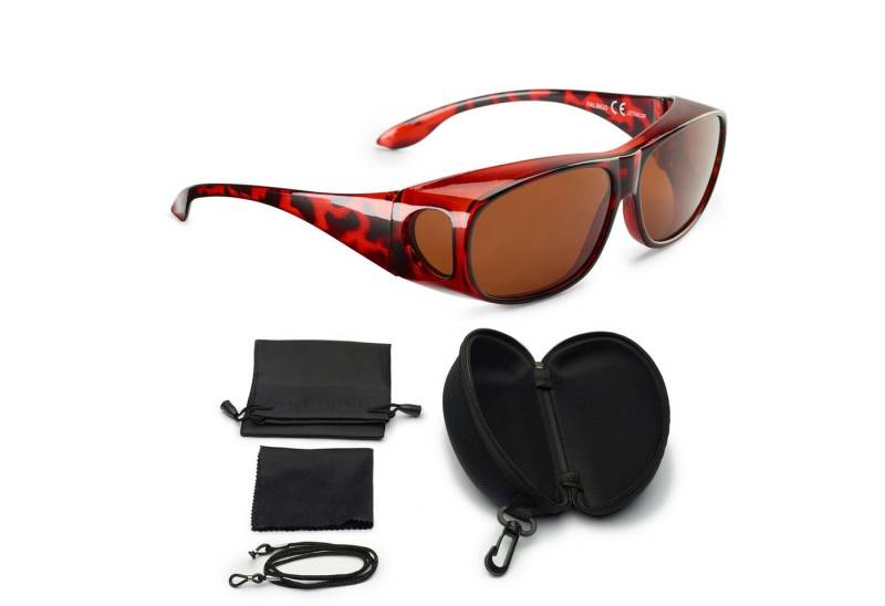 FALINGO Sonnenbrille Überzieh Sonnenbrille Überziehbrille CLASSIC EDITION polarisiert UV400 Extrablenden an Ober- und Unterseite schützen vor Sonne und Wind von FALINGO