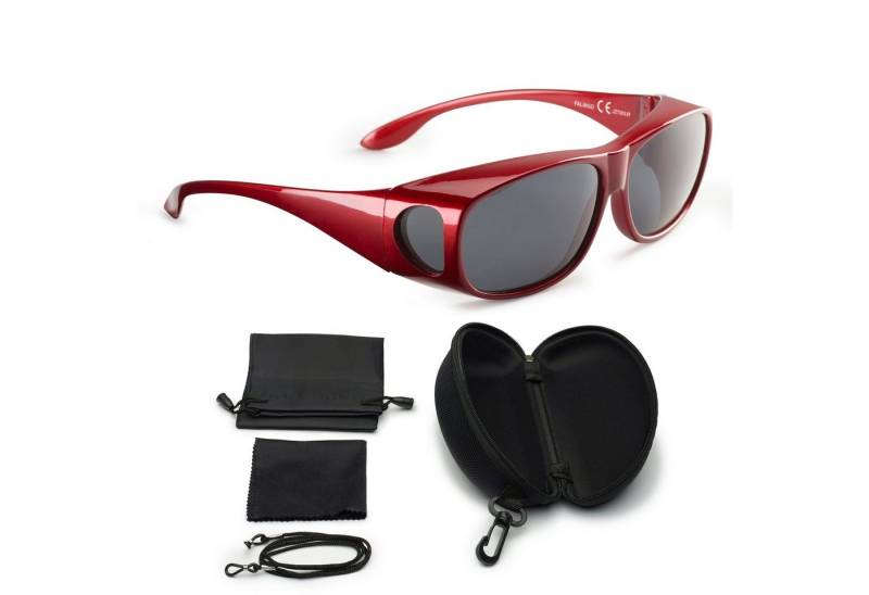 FALINGO Sonnenbrille Überzieh Sonnenbrille Überziehbrille CLASSIC EDITION polarisiert UV400 Extrablenden an Ober- und Unterseite schützen vor Sonne und Wind von FALINGO