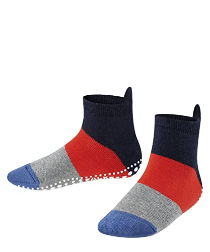 FALKE Unisex Kinder Hausschuh-Socken Colour Block K HP Baumwolle rutschhemmende Noppen 1 Paar, Blau (Navy Blue Melange 6490), 19-22 von FALKE