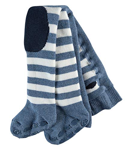 FALKE Unisex Baby Crawler Boy B TI geringelte Baumwoll-/Strumpfhose Kniepolster, Blau (Light Denim 6660), 62-68 von FALKE