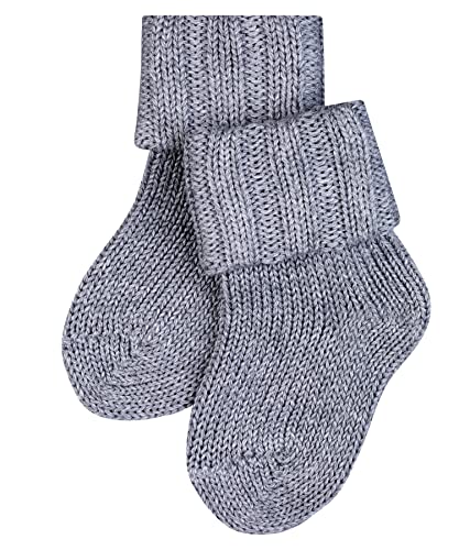 FALKE Unisex Baby Socken Flausch B SO Baumwolle einfarbig 1 Paar, Grau (Light Grey 3400), 62-68 von FALKE