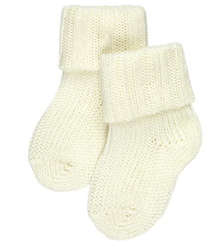 FALKE Unisex Baby Socken Flausch B So Wolle Baumwolle einfarbig 1 Paar, Weiß Off-White 2040, 80-92 von FALKE