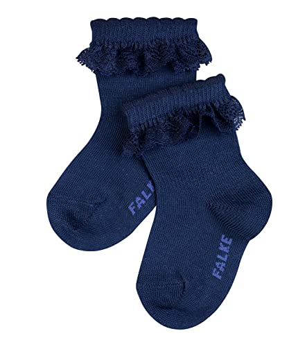 FALKE Unisex Baby Socken Romantic Lace B SO Baumwolle einfarbig 1 Paar, Blau (Marine 6120), 74-80 von FALKE