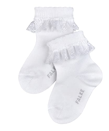 FALKE Unisex Baby Socken Romantic Lace B SO Baumwolle einfarbig 1 Paar, Weiß (White 2000), 62-68 von FALKE