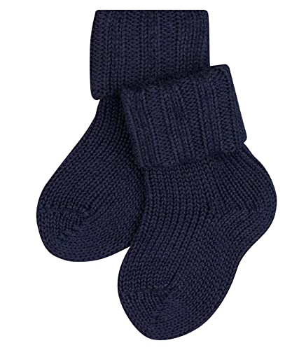 FALKE Unisex Baby Socken Flausch B SO Baumwolle einfarbig 1 Paar, Blau (Dark Navy 6370), 80-92 von FALKE