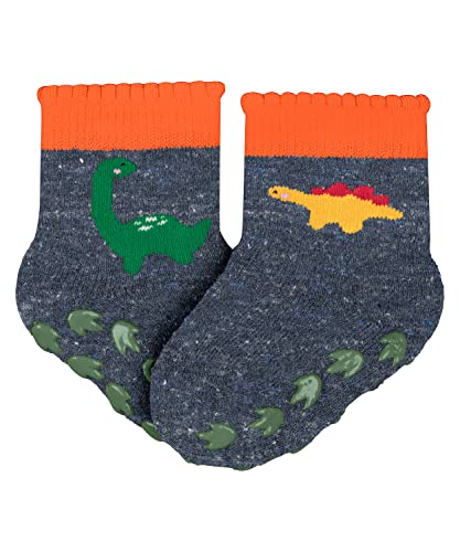 FALKE Babys Little Dino B HP Hausschuh-Socken, Blau (Dark Blue Mel. 6688), 62-68 von FALKE