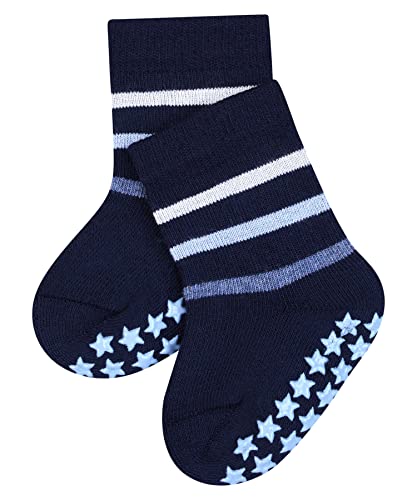 FALKE Unisex Baby Stoppersocken Multi Stripe B HP Baumwolle rutschhemmende Noppen 1 Paar, Blau (Marine 6120), 74-80 von FALKE