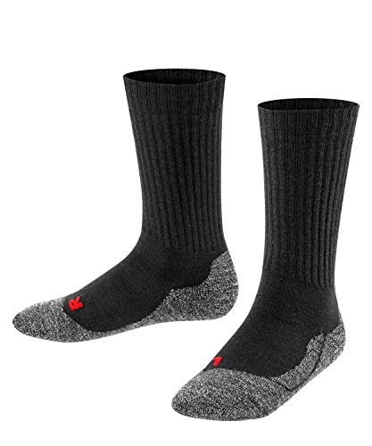 FALKE Unisex Kinder Socken Active Warm K SO Wolle dick atmungsaktiv 1 Paar, Schwarz (Black 3000), 19-22 von FALKE