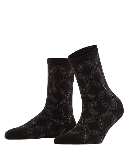 FALKE Damen Socken Argyle Mood , Nachhaltige Biologische Baumwolle Wolle, 1 Paar, Schwarz (Black 3000), 35-38 von FALKE