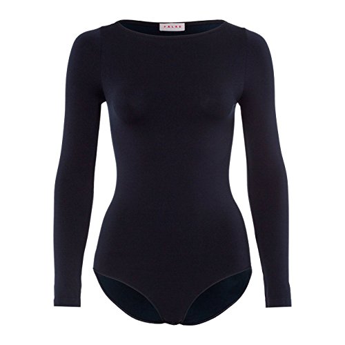 FALKE Damen Shapewear Ganzkörper-Body Fine Cotton Crew Neck W BO Weiches Material Langarmbody 1 Stück, Blau (Marine 6179), XS von FALKE