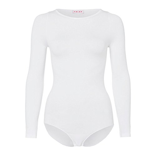 FALKE Damen Shapewear Ganzkörper-Body Fine Cotton Crew Neck W BO Weiches Material Langarmbody 1 Stück, Weiß (White 2209), XS von FALKE