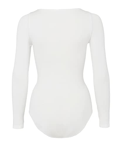 FALKE Damen Shapewear Ganzkörper-Body Fine Cotton Crew Neck W BO Weiches Material Langarmbody 1 Stück, Weiß (Ivory 2179), L von FALKE