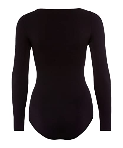 FALKE Damen Shapewear Ganzkörper-Body Fine Cotton Crew Neck W Bo Baumwolle Langarmbody 1 Stück, Schwarz Black 3009, M 40-42 von FALKE