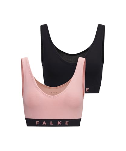 FALKE Damen Bustier Daily Comfort Multipack W Bu Baumwolle atmungsaktiv 2 Stück, Mehrfarbig Black Light Pink 0030, XS von FALKE