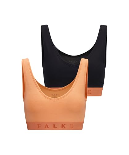 FALKE Damen Bustier Daily Comfort Multipack W Bu Baumwolle atmungsaktiv 2 Stück, Mehrfarbig Black Orange 0040, S von FALKE