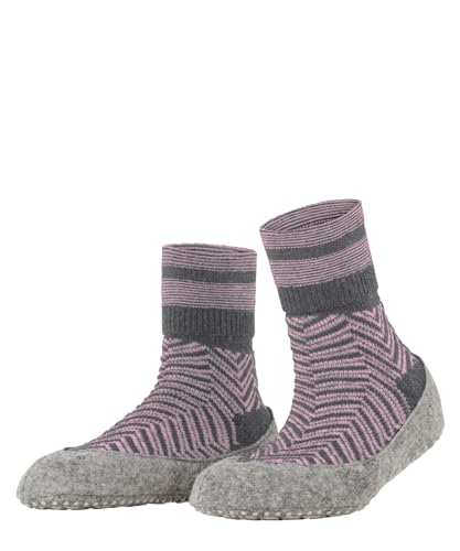 FALKE Damen Cosyshoe Herringbone W HP Schurwolle Rutschhemmende Noppen 1 Paar Hausschuh-Socken, Grau Grey Melange 3270, 37-38 von FALKE