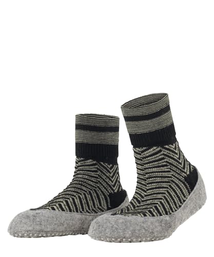 FALKE Damen Cosyshoe Herringbone W HP Schurwolle Rutschhemmende Noppen 1 Paar Hausschuh-Socken, Schwarz Black 3000, 37-38 von FALKE