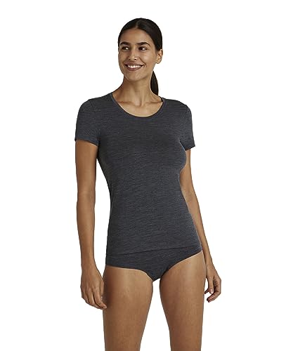 FALKE Damen Unterwäsche Daily ClimaWool Crew Neck W S/s Ts Wolle Lyocell schnelltrocknend 1 Stück, Grau Dark Grey Heather 3278, XL von FALKE