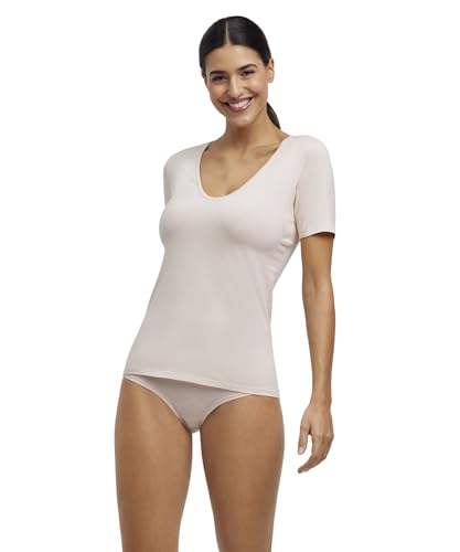FALKE Damen Unterwäsche Daily Climate Control Outlast® Round Neck W S/s Ts Baumwolle schnelltrocknend 1 Stück, Beige Vale 4016, XL von FALKE