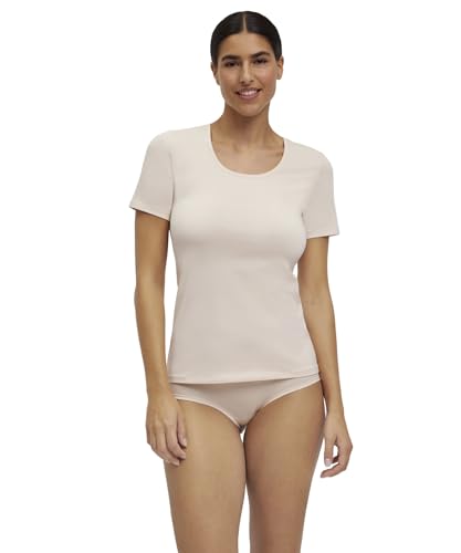 FALKE Damen Unterwäsche Daily Comfort Multipack Round Neck W S/s Ts Baumwolle atmungsaktiv 2 Stück, Beige Vale 4016, M von FALKE