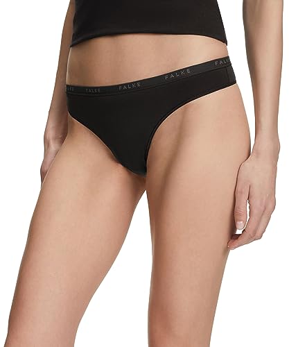 FALKE Damen Daily Comfort 2-Pack W TH Baumwolle atmungsaktiv 2 Stück Tangahöschen, Schwarz (Black 3000), L (2er Pack) von FALKE