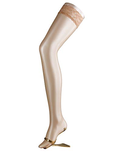 FALKE Shelina 12 Lace halterlose Strümpfe mit Spitze Gr. Small, goldfarben von FALKE