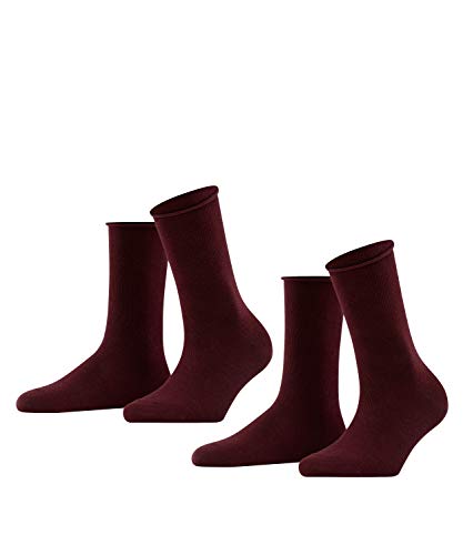 FALKE Damen Socken Happy 2-Pack W SO Baumwolle einfarbig 2 Paar, Rot (Barolo 8596), 35-38 von FALKE