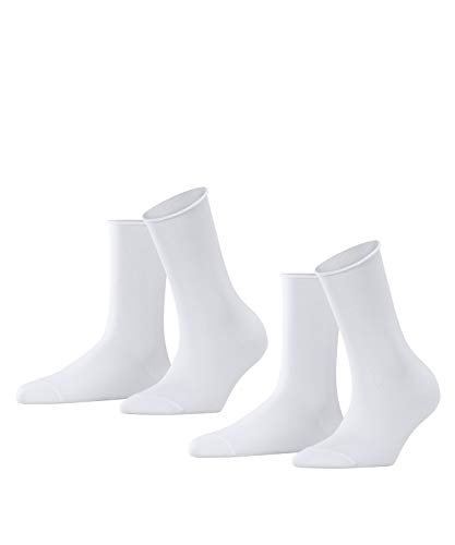 FALKE Damen Socken Happy Double Pack W So Baumwolle einfarbig 2 Paar, Weiß White 2000, 35-38 von FALKE