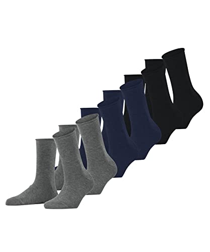 FALKE Damen Socken Happy Multipack W So Baumwolle einfarbig 6 Paar, Mehrfarbig Blue Grey Mix 0010, 35-38 von FALKE