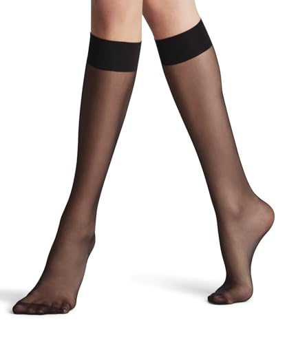 FALKE Damen Kniestrümpfe Seidenglatt 15 DEN W Kh transparent einfarbig 1 Paar, Schwarz Black 3009, 39-42 von FALKE