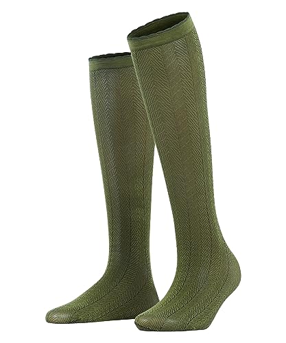 FALKE Damen Kniestrümpfe Chlorophyll Baumwolle halb blickdicht gemustert 1 Paar, Grün (Artichoke 7436), 35-38 von FALKE