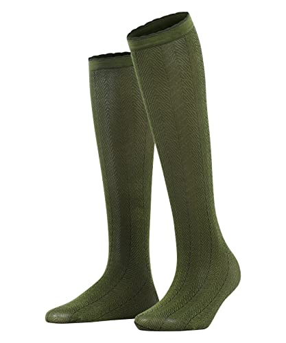 FALKE Damen Kniestrümpfe Chlorophyll Baumwolle halb blickdicht gemustert 1 Paar, Grün (Artichoke 7436), 39-42 von FALKE