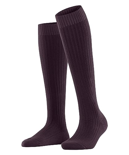 FALKE Damen Kniestrümpfe Cross Knit Biologische Baumwolle Wolle lang einfarbig 1 Paar, Rot (Blackberry 8595), 39-40 von FALKE