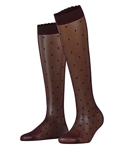 FALKE Damen Kniestrümpfe Dot 15 DEN W KH transparent gemustert 1 Paar, Rot (Barolo 8596), 39-42 von FALKE